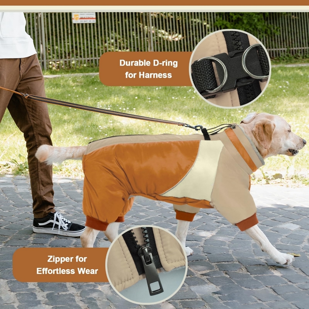Dog Coat Small Dogs with Built in Harness, Reflective Jacket with Zipper, Small - Picture 4 of 8
